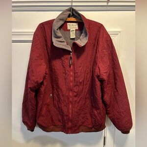 L.L. Bean Men's Warm-Up Bomber Jacket Fleece Lined Burgundy Size XL Tall 205108